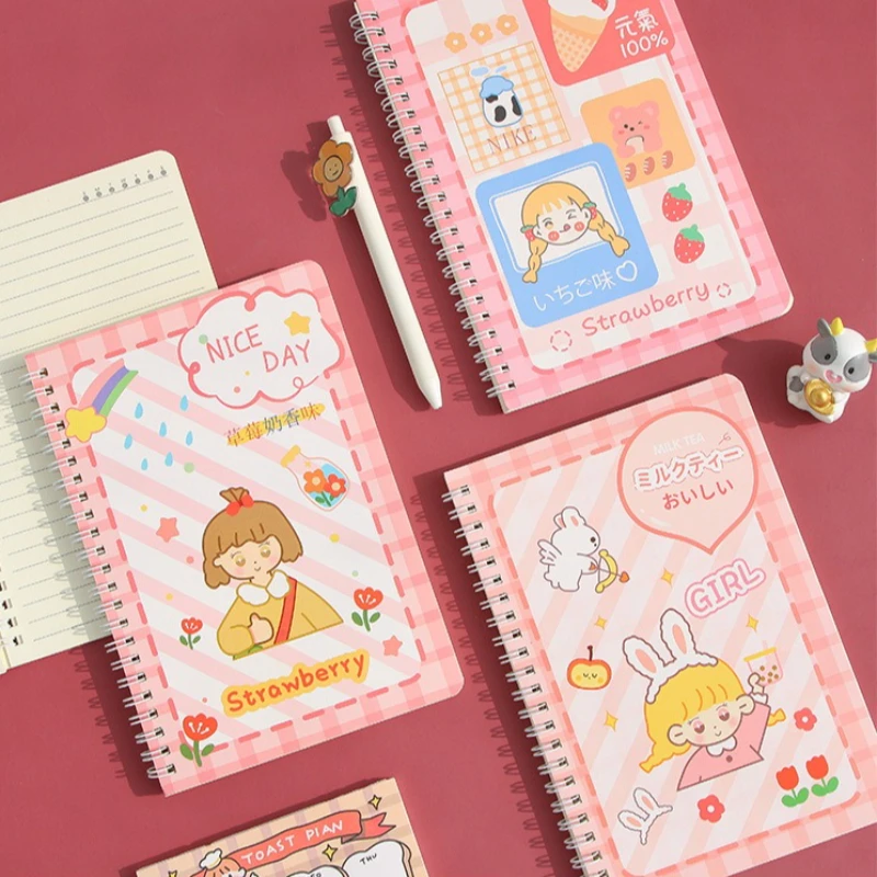 A5 Kawaii Coil Notebook Cute Cartoon Exercise Lined Paper Book Student Notepad Diary School Office Stationery Supplies thumbnail 4