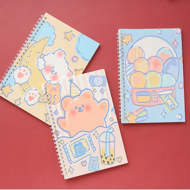A5 Kawaii Coil Notebook Cute Cartoon Exercise Lined Paper Book Student Notepad Diary School Office Stationery Supplies thumbnail 5