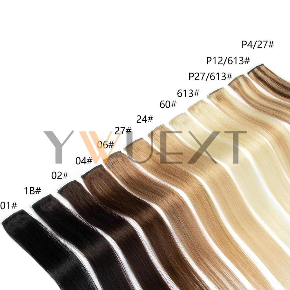 YWUEXT 6PCS Mini Clip in Human Hair Pad 1clip on Machine Weft Hair Extensions 12"-16" Natural Straight Clip Hair Piece 30g/pack thumbnail 4