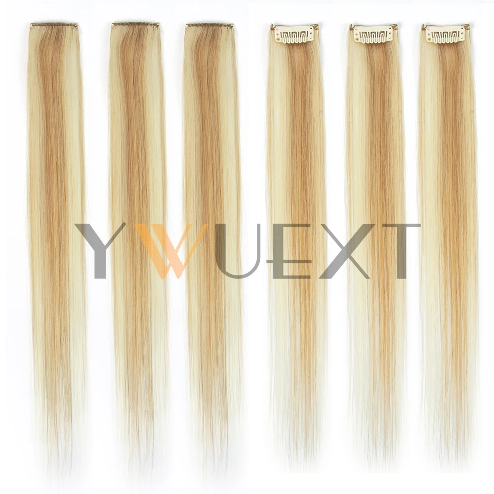 YWUEXT 6PCS Mini Clip in Human Hair Pad 1clip on Machine Weft Hair Extensions 12"-16" Natural Straight Clip Hair Piece 30g/pack thumbnail 5