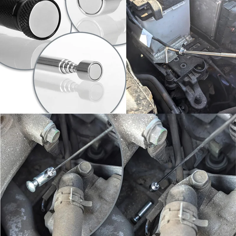 360° Inspection Mirror LED Light Extend Telescopic Inspection Work Mirror with Grip Handle Car Maintenance Repairing PickupTools thumbnail 4