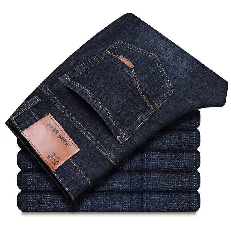 JEAN New Business Men's Jeans Casual Straight Stretch Fashion Classic Blue Black Work Denim Trousers Male Brand Clothing thumbnail 4