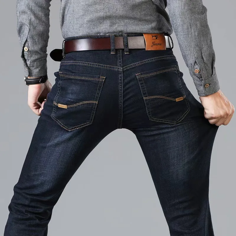 JEAN New Business Men's Jeans Casual Straight Stretch Fashion Classic Blue Black Work Denim Trousers Male Brand Clothing thumbnail 6