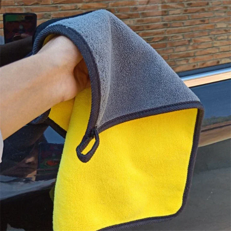 1/2/6/10pcs Microfiber Cleaning Towel Thicken Soft Drying Cloth Car Body Washing Towels Double Layer Clean Rags Car Accessories thumbnail 2