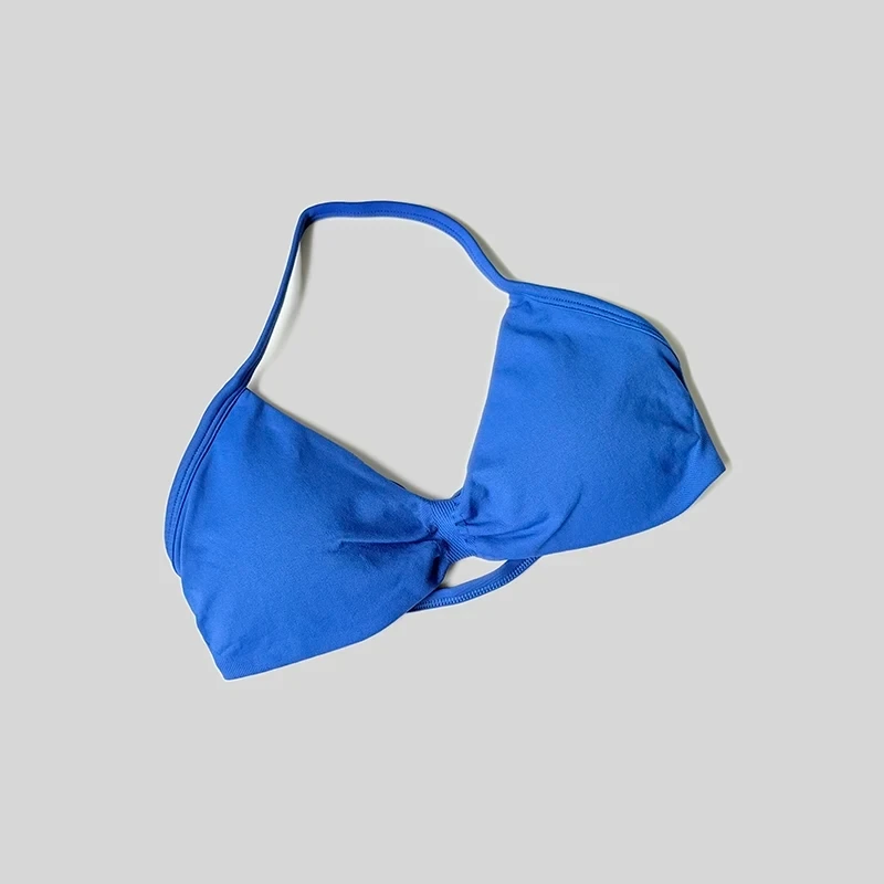 Seamless Sexy Open Back Gym Yoga Crop Top Women Halter Sports Bra Push Up Strappy Padded Workout Tank Tops thumbnail 5