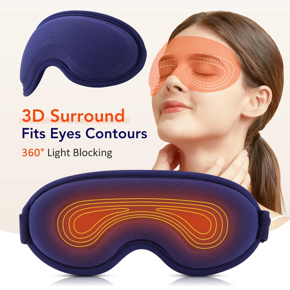 Hot Compress and Massage Eye Mask Electric Heated Eye Massager for Relieve Eye Strain Dark Circles Sleeping Mask Eyeshades Care