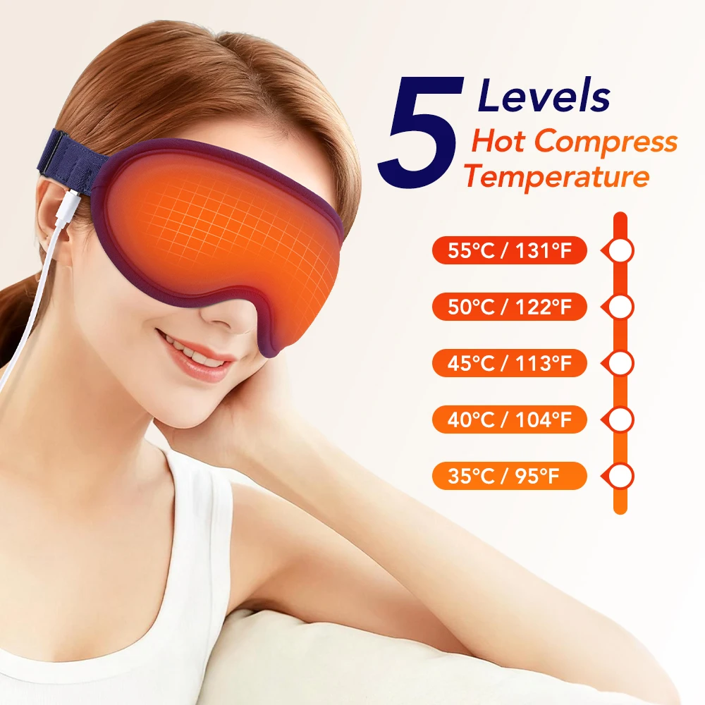 Hot Compress and Massage Eye Mask Electric Heated Eye Massager for Relieve Eye Strain Dark Circles Sleeping Mask Eyeshades Care thumbnail 2