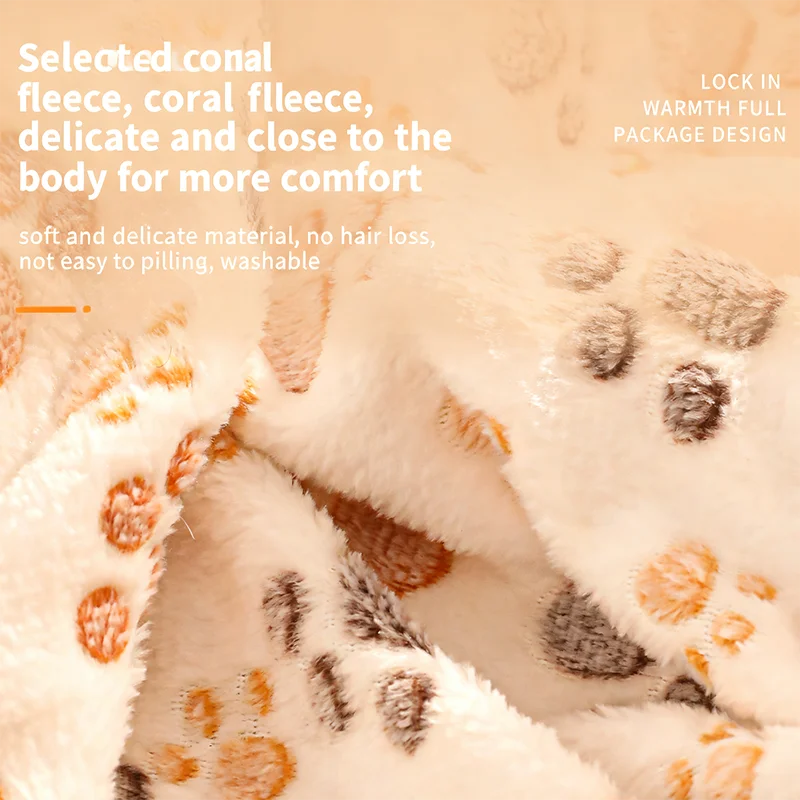 Winter High Quality Soft Fluffy Blanket Cute Dog Cat Paw Print Coral Fleece Blankets Pet Mat Warm and Comfortable Thermal Pad thumbnail 4