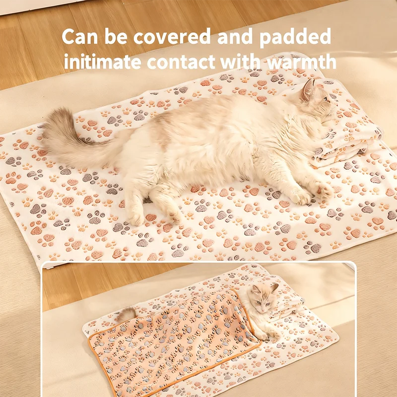 Winter High Quality Soft Fluffy Blanket Cute Dog Cat Paw Print Coral Fleece Blankets Pet Mat Warm and Comfortable Thermal Pad thumbnail 3