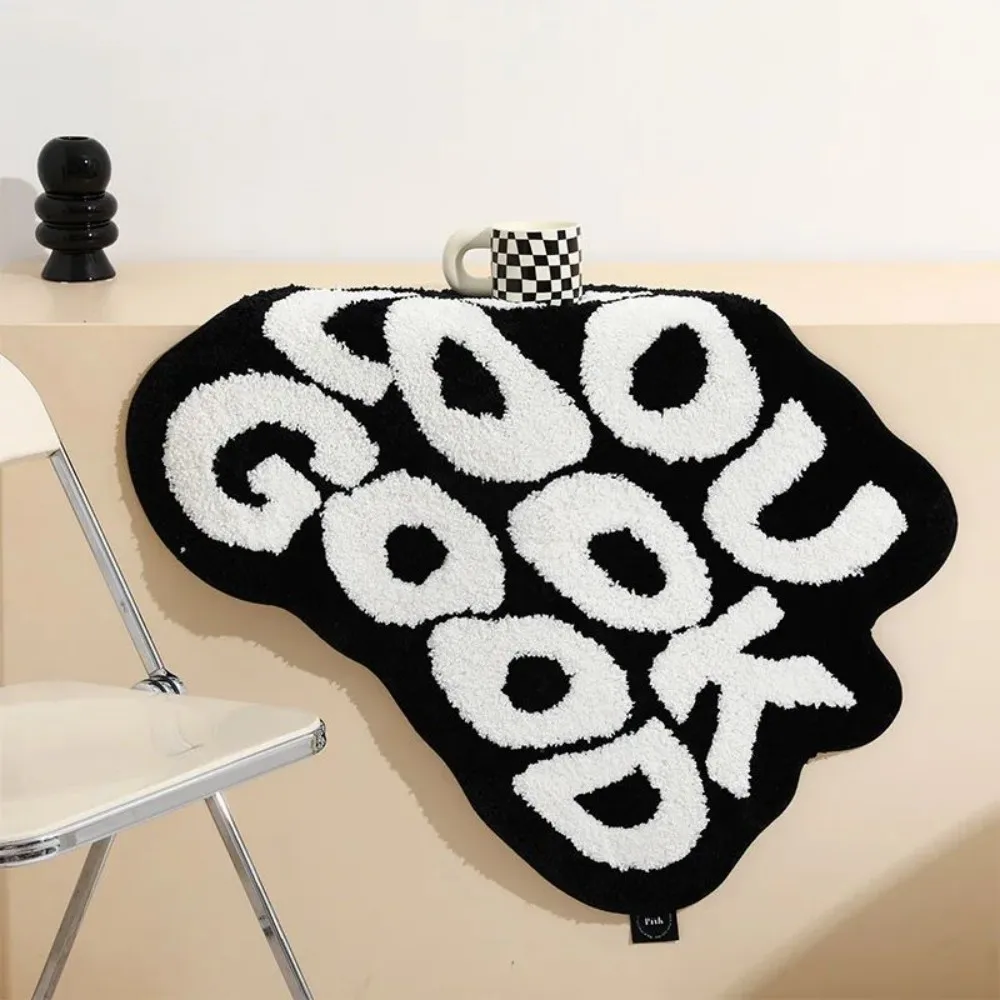 VIKAMA Irregular Letter Rug, Soft Cashmere-Like Area Rug, Non-Slip Bedroom Chair Pad, Home Decor Rug carpet thumbnail 6