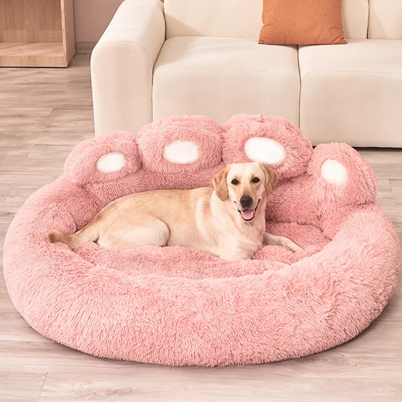 Fluffy Dog Bed Winter Plush Kennel Accessories Pet Products Large Dogs Beds Bedding Sofa Basket Small Mat Cats Big Cushion Puppy thumbnail 3