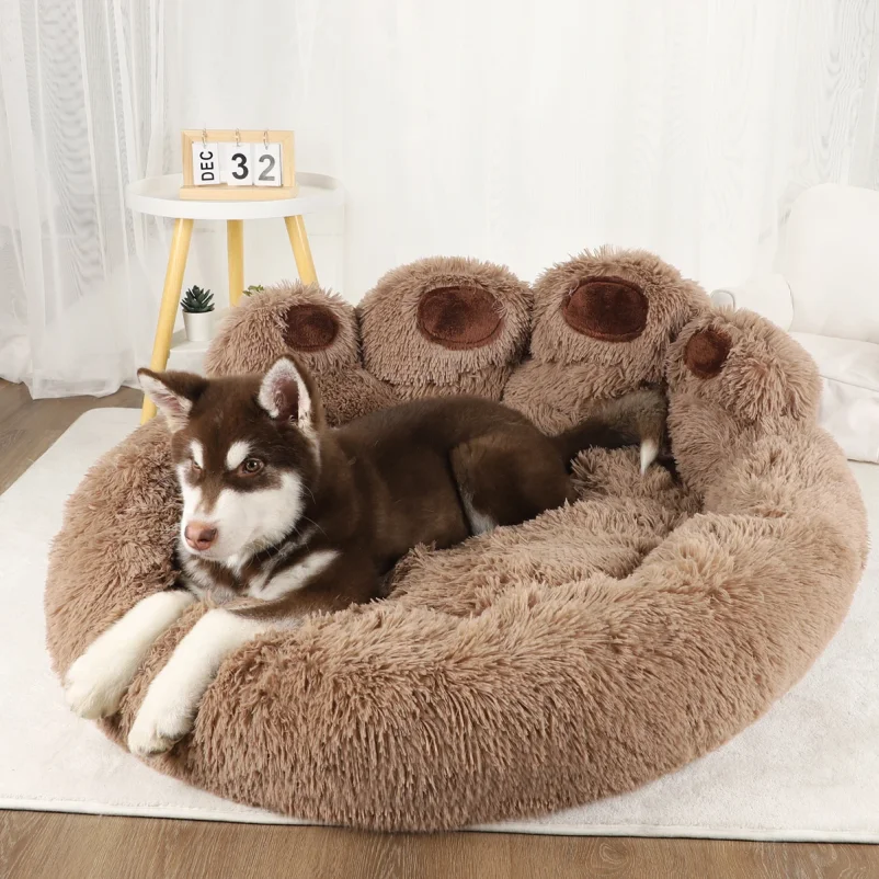 Fluffy Dog Bed Winter Plush Kennel Accessories Pet Products Large Dogs Beds Bedding Sofa Basket Small Mat Cats Big Cushion Puppy thumbnail 2