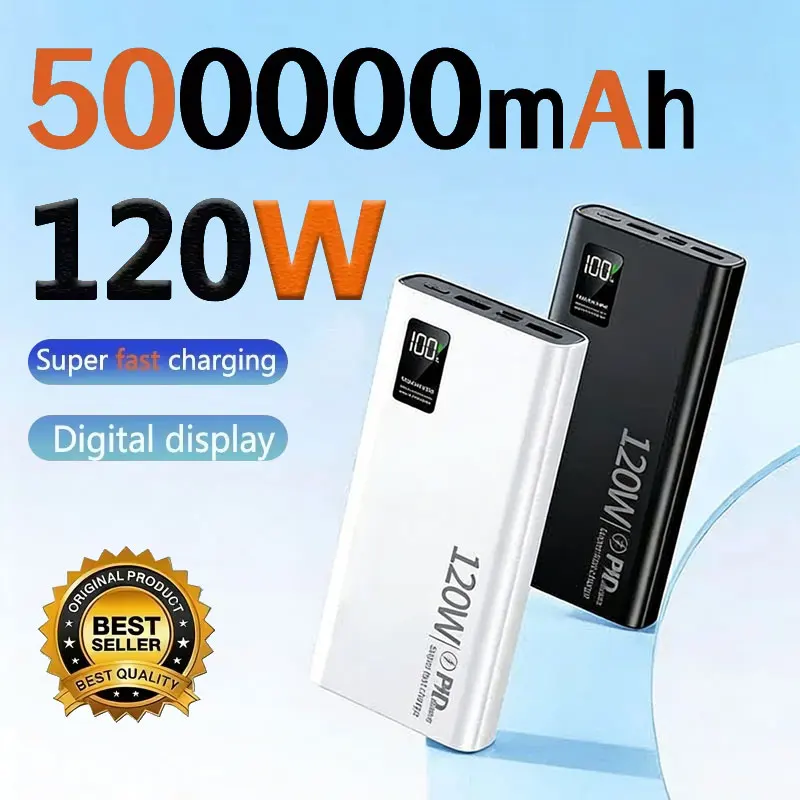 500000mAh Power Bank 120W Super Fast Charging Large Capacity Powerbank Portable Battery For iPhone Samsung Huawei