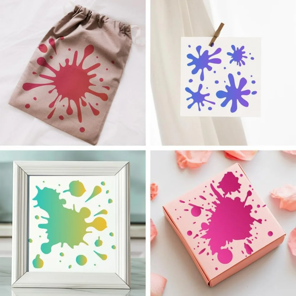 9 Styles Spray Stencils 5.9x5.9inch Reusable Stain and Splatter Stencils for Craft Graffiti Art Paint Templates with Paint Brush thumbnail 6