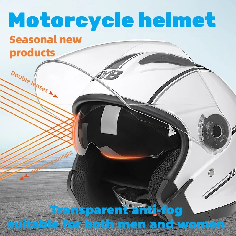 Universal Motorcycle Helmet for Men and Women with Double Layer Sunshade and Ventilation Durable Multi-Season Safety Helmet thumbnail 4