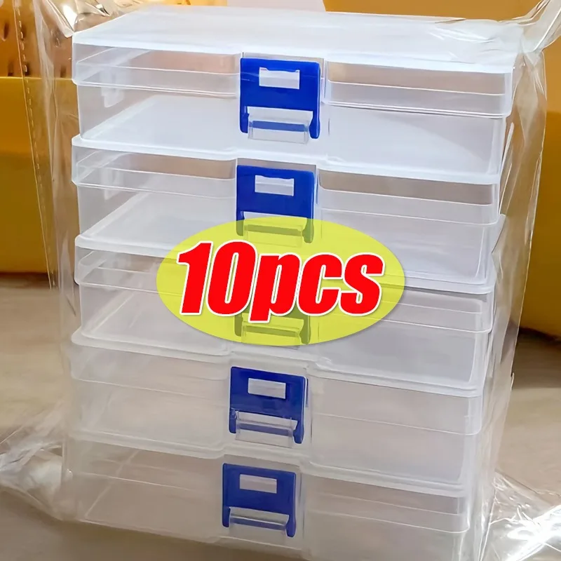 5/10PCS Clear Plastic Storage Box With Lid Lockable Dustproof Jewelry Small Toys Container Cases Desktop Drawer Organizer Box thumbnail 2