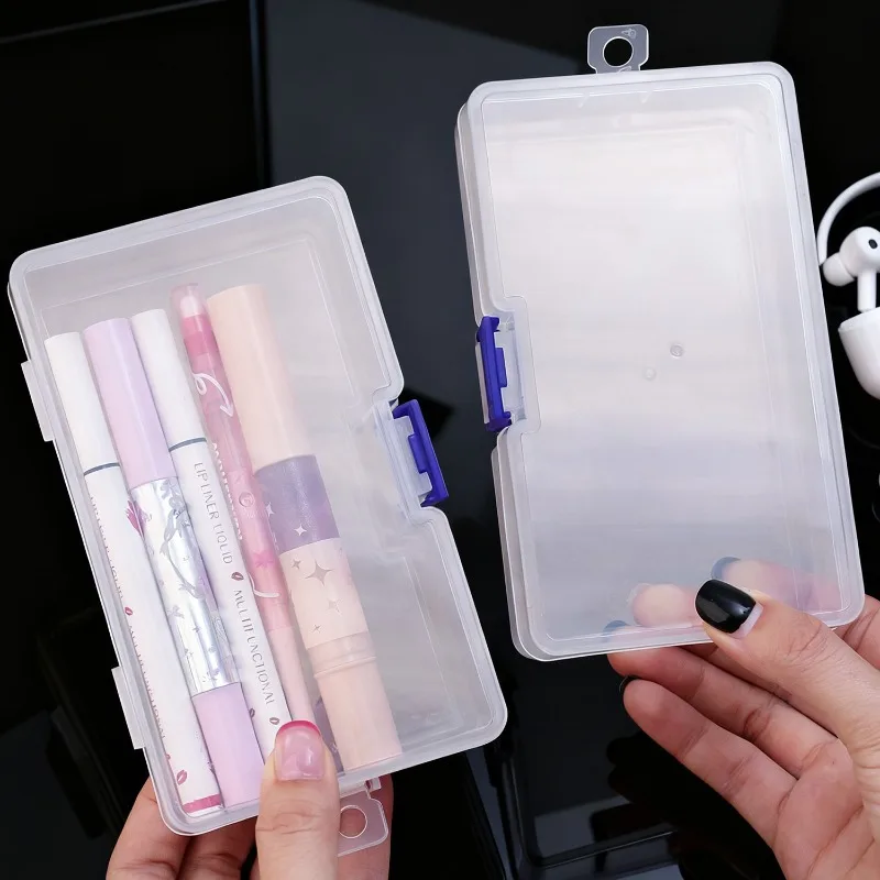 5/10PCS Clear Plastic Storage Box With Lid Lockable Dustproof Jewelry Small Toys Container Cases Desktop Drawer Organizer Box thumbnail 5