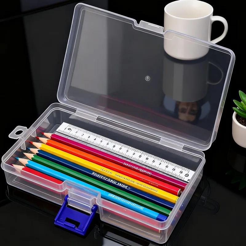 5/10PCS Clear Plastic Storage Box With Lid Lockable Dustproof Jewelry Small Toys Container Cases Desktop Drawer Organizer Box thumbnail 4