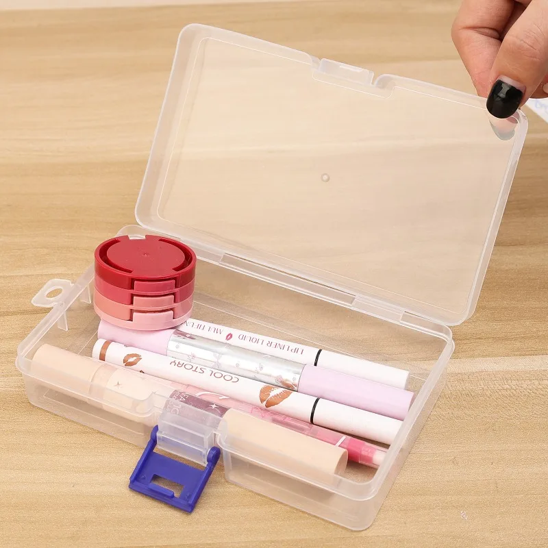 5/10PCS Clear Plastic Storage Box With Lid Lockable Dustproof Jewelry Small Toys Container Cases Desktop Drawer Organizer Box thumbnail 3