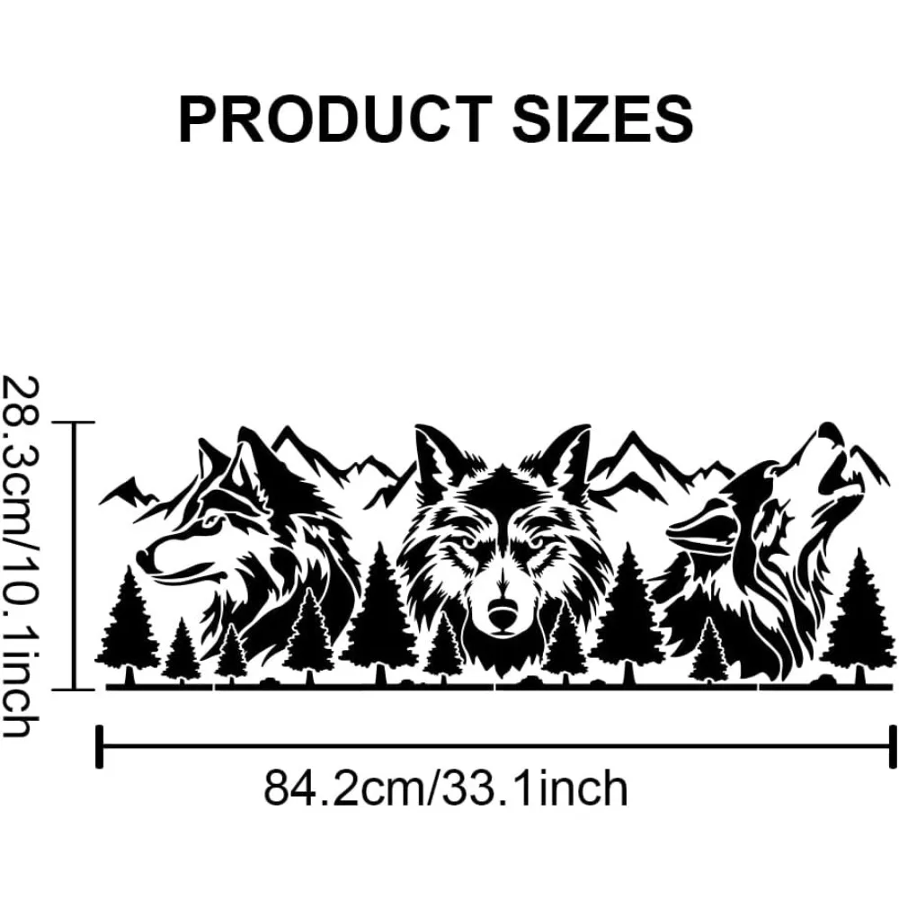 Wolf Mountain Forest Stencils 33x10 inch 3 Piece Set with Paint Brush Drawing Template for Wall Craft thumbnail 2
