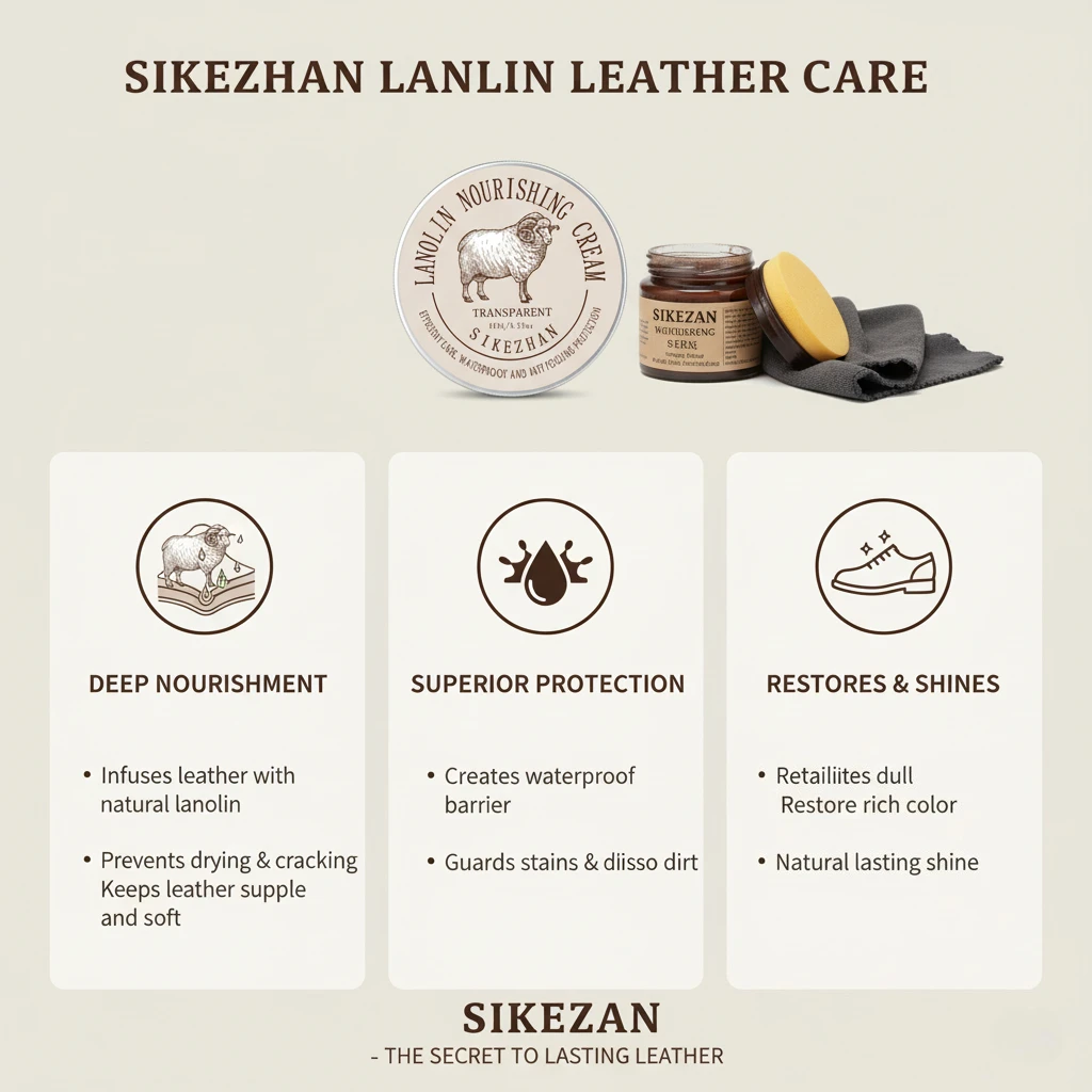 Professional Lanolin Leather Care Cream Shoe Conditioner Waterproof Wax Polish for Boots Bags Sofa Seat Repair & Shining Balsam thumbnail 2