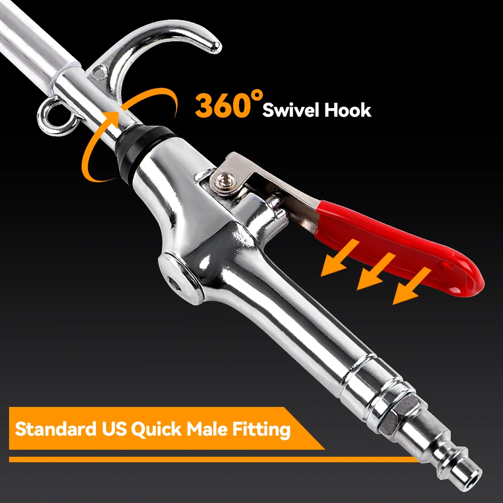 44-64CM Extendable Industrial Air Blow Gun Extensible Stainless Steel Air Flow Nozzle Pneumatic Air Dust Air Blower 360° Swivel thumbnail 4