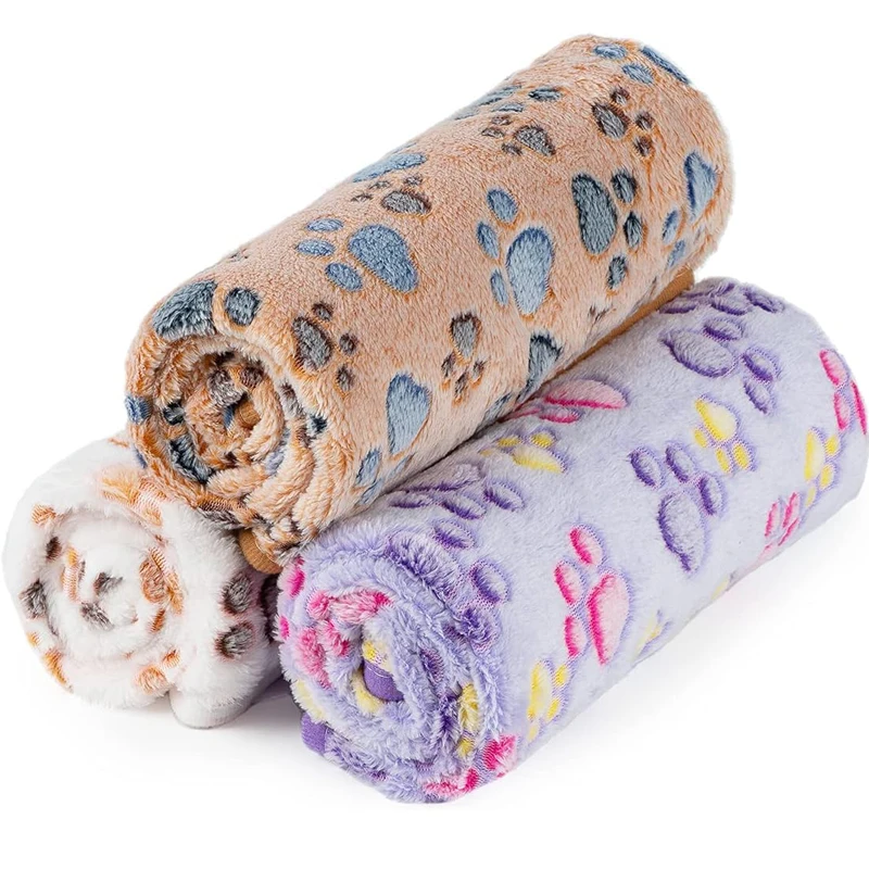 Pet Blanket Cute Dog Paw Print Blanket Pet Mat Warm Comfortable Blanket for Cat Dogs Soft Fluffy Pet Mat High Quality Flannel thumbnail 2