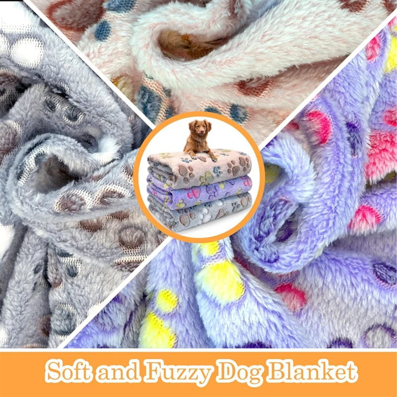 Pet Blanket Cute Dog Paw Print Blanket Pet Mat Warm Comfortable Blanket for Cat Dogs Soft Fluffy Pet Mat High Quality Flannel thumbnail 3