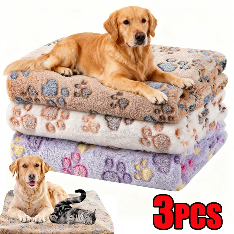Pet Blanket Cute Dog Paw Print Blanket Pet Mat Warm Comfortable Blanket for Cat Dogs Soft Fluffy Pet Mat High Quality Flannel