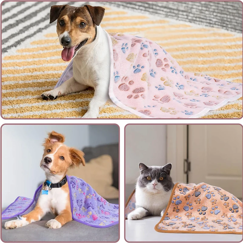 Pet Blanket Cute Dog Paw Print Blanket Pet Mat Warm Comfortable Blanket for Cat Dogs Soft Fluffy Pet Mat High Quality Flannel thumbnail 5