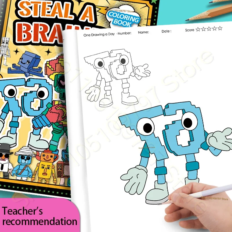 Steal A Brainrot Coloring Books Sketchbook School Colors Painting Art Supplies 67 House 9 Job Drawing Books Gifts Set Girl Toys thumbnail 2