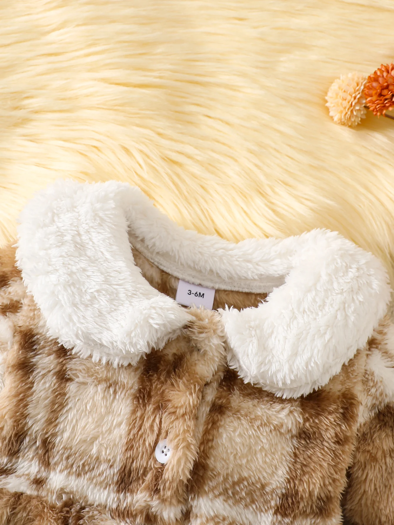 Baby Girl Plush Plaid Faux-Fur Dress with Peter Pan Collar – Winter Holiday Outfit thumbnail 3