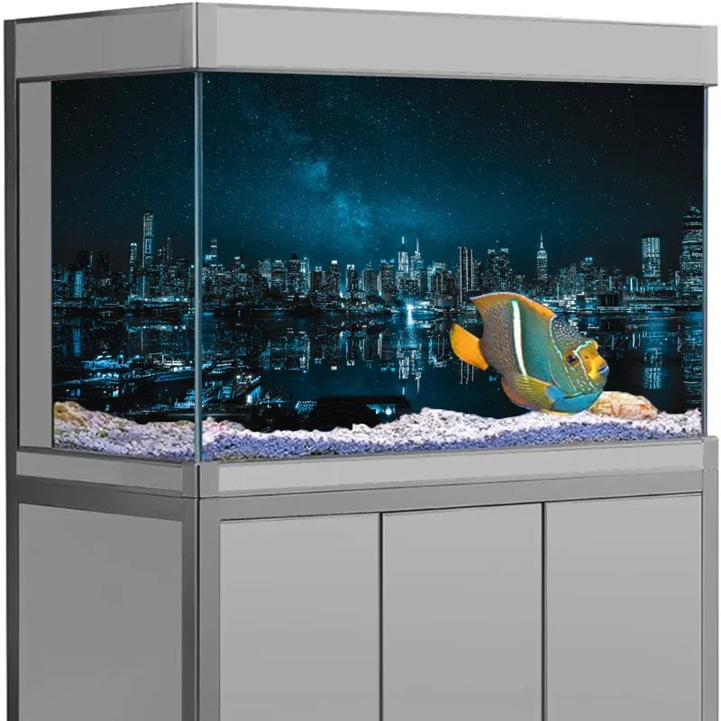 3D City Night Scene  Aquarium Background Poster PVC Adhesive Sticker Fish Tank Underwater World Backdrop  Background Sticker thumbnail 2