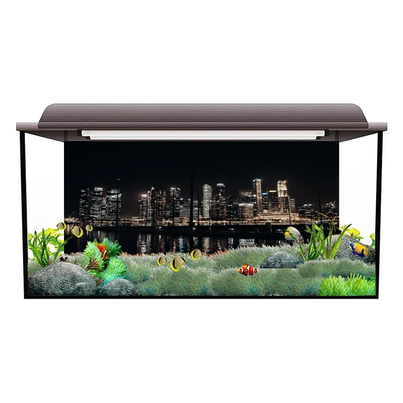 3D City Night Scene  Aquarium Background Poster PVC Adhesive Sticker Fish Tank Underwater World Backdrop  Background Sticker