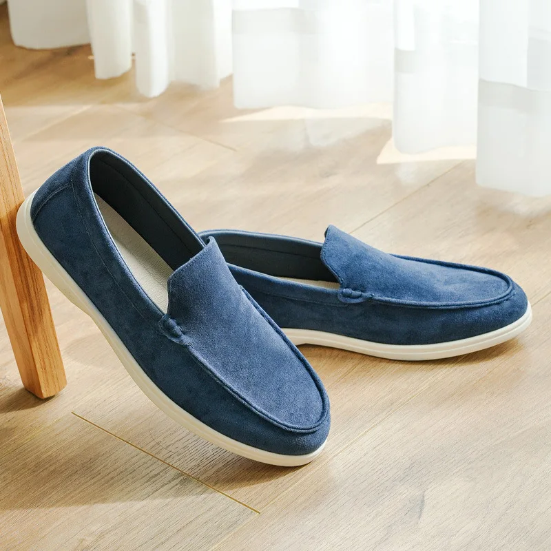 Men's Suede Slip-On Loafers Casual Fashion Bean Shoes Comfortable Breathable Flat Heel round Toe PVC Outsole Leisure Style thumbnail 4