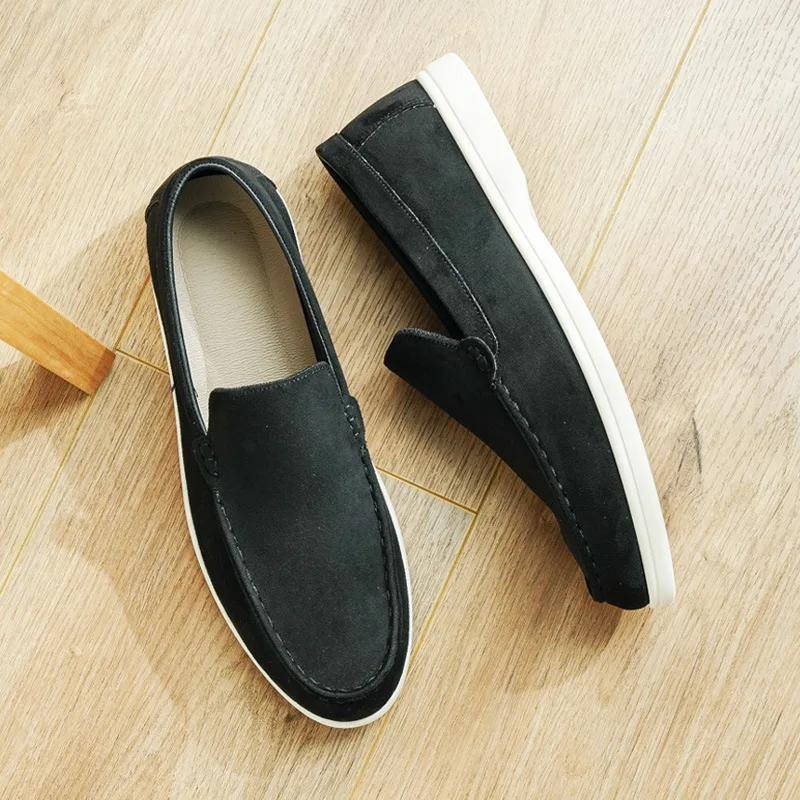 Men's Suede Slip-On Loafers Casual Fashion Bean Shoes Comfortable Breathable Flat Heel round Toe PVC Outsole Leisure Style thumbnail 3