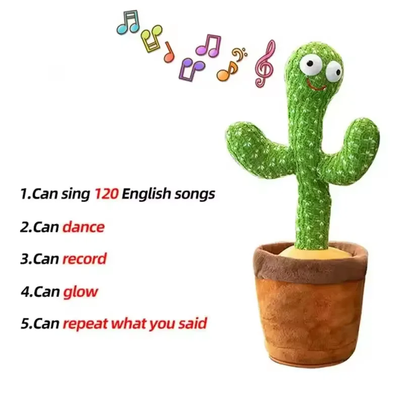 1pc Dancing Cactus Toy,Repeat Talking ,Song Speaker Wriggle Dancing Sing Talk, Plushie Stuffed ,Interaction and Decoration thumbnail 2