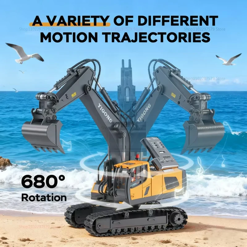 New 2.4G RC Excavator Remote Control Alloy Truck RC Crawler Engineering Vehicle Truck Radio Control Dump Truck Children Gift To thumbnail 3