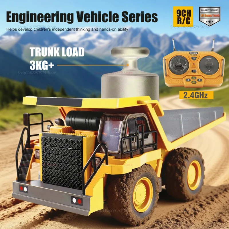 New 2.4G RC Excavator Remote Control Alloy Truck RC Crawler Engineering Vehicle Truck Radio Control Dump Truck Children Gift To thumbnail 5