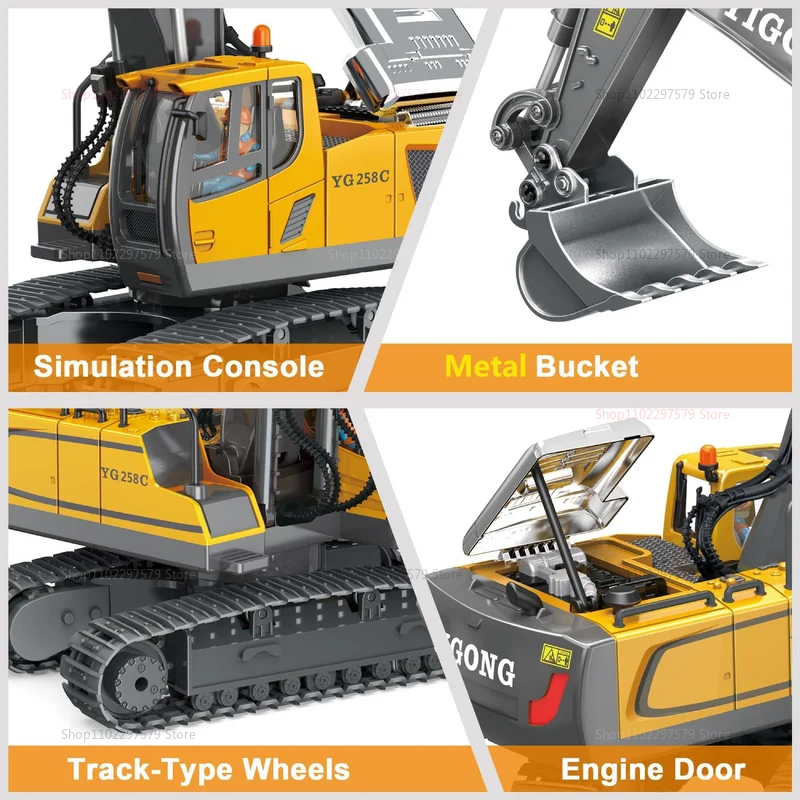 New 2.4G RC Excavator Remote Control Alloy Truck RC Crawler Engineering Vehicle Truck Radio Control Dump Truck Children Gift To thumbnail 4