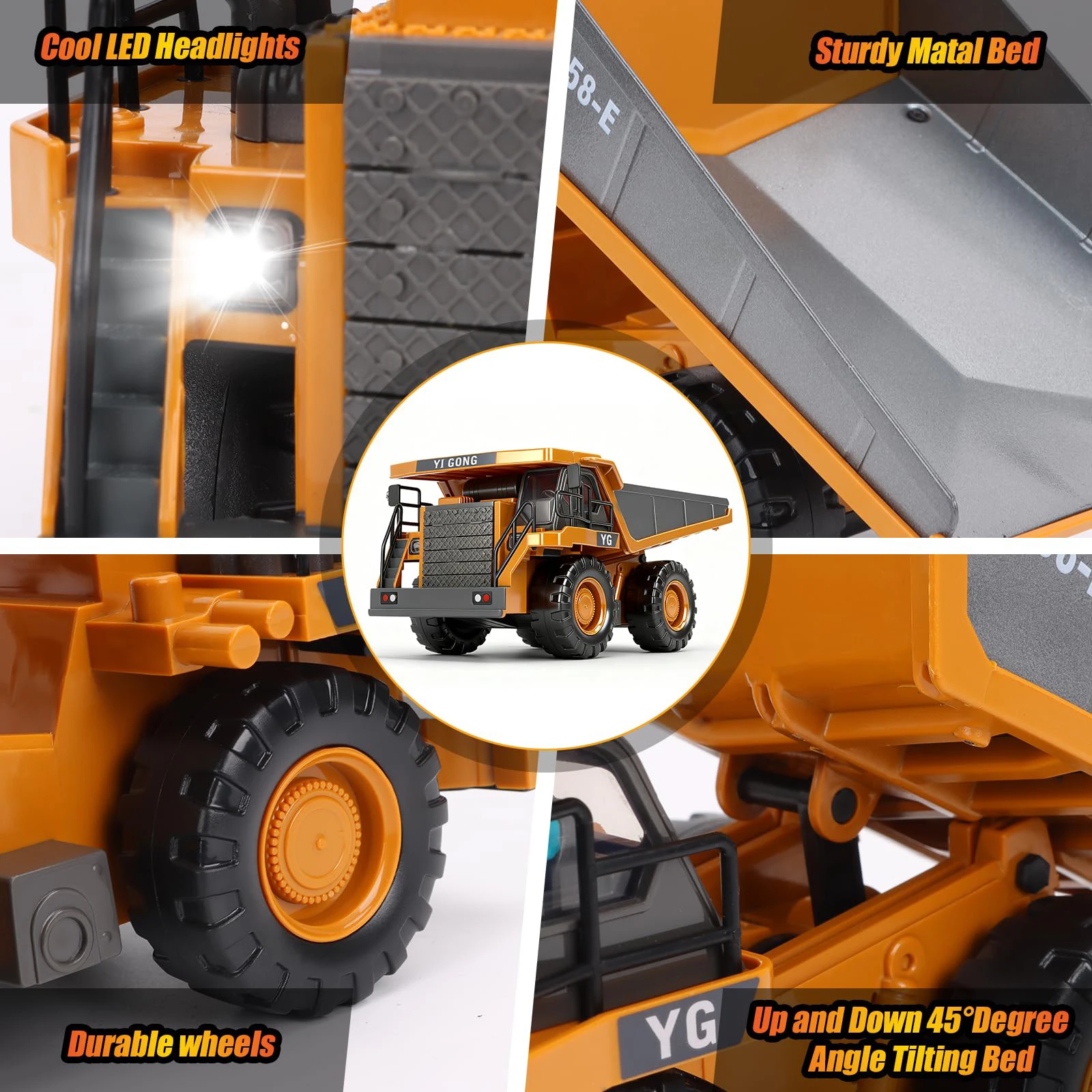 New 2.4G RC Excavator Remote Control Alloy Truck RC Crawler Engineering Vehicle Truck Radio Control Dump Truck Children Gift To thumbnail 6