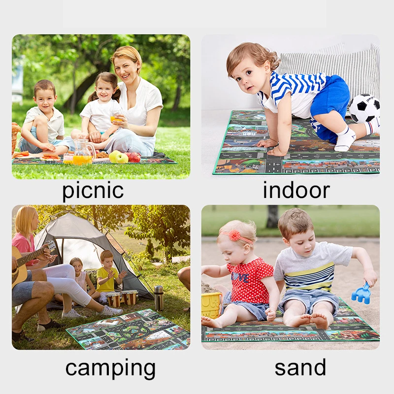 Baby Crawling Mat 83x57cm Cartoon City Traffic Map Non-Slip Playmat For Boys Girls Toddler Montessori Early Education Toys TMZ thumbnail 2