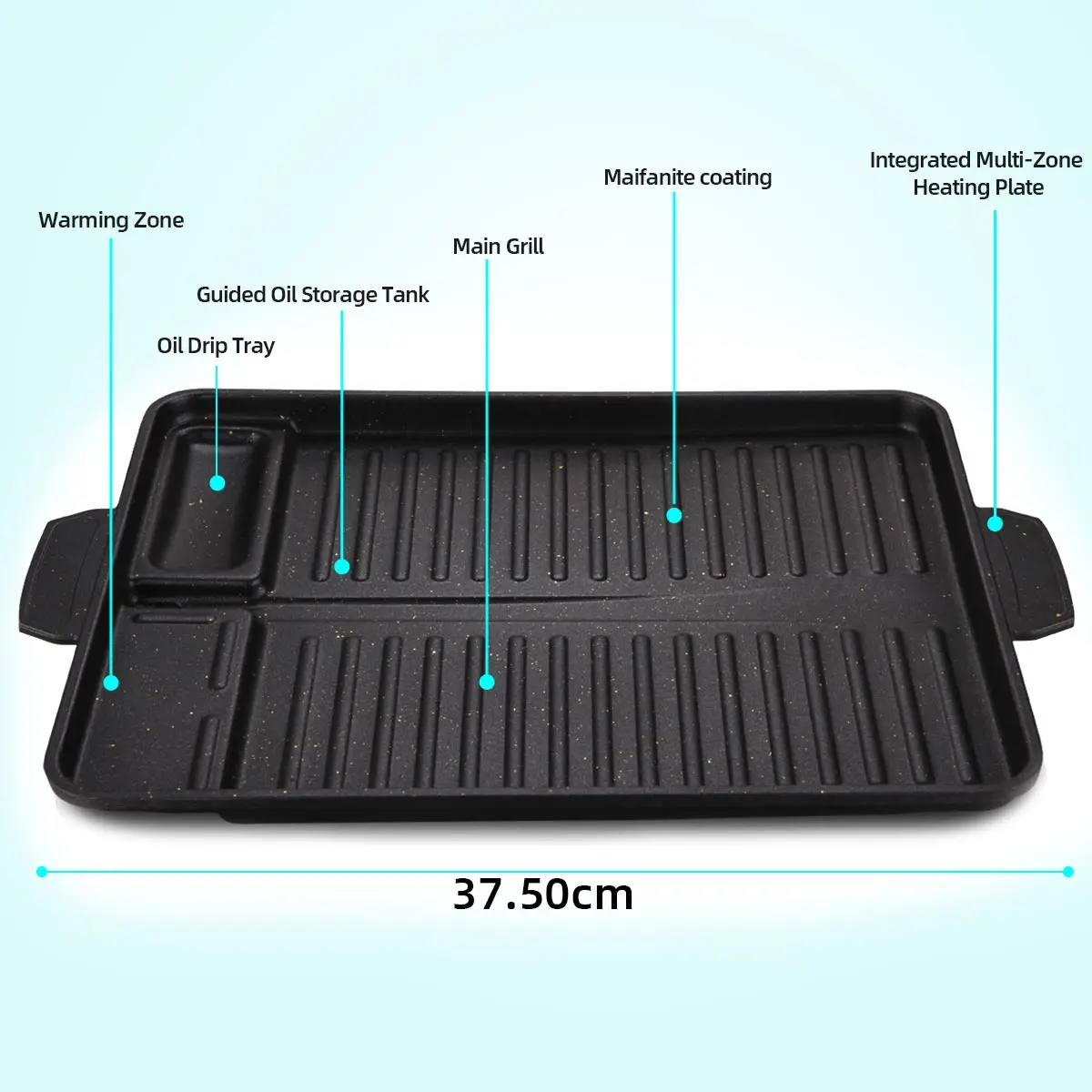 Korean Grill Meat Plate Aluminum Titanium Coating Barbecue Pan Camping Board Griddle for Outdoor Cassette Stove and Induction thumbnail 2