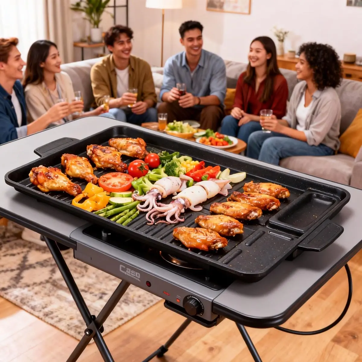 Korean Grill Meat Plate Aluminum Titanium Coating Barbecue Pan Camping Board Griddle for Outdoor Cassette Stove and Induction thumbnail 5