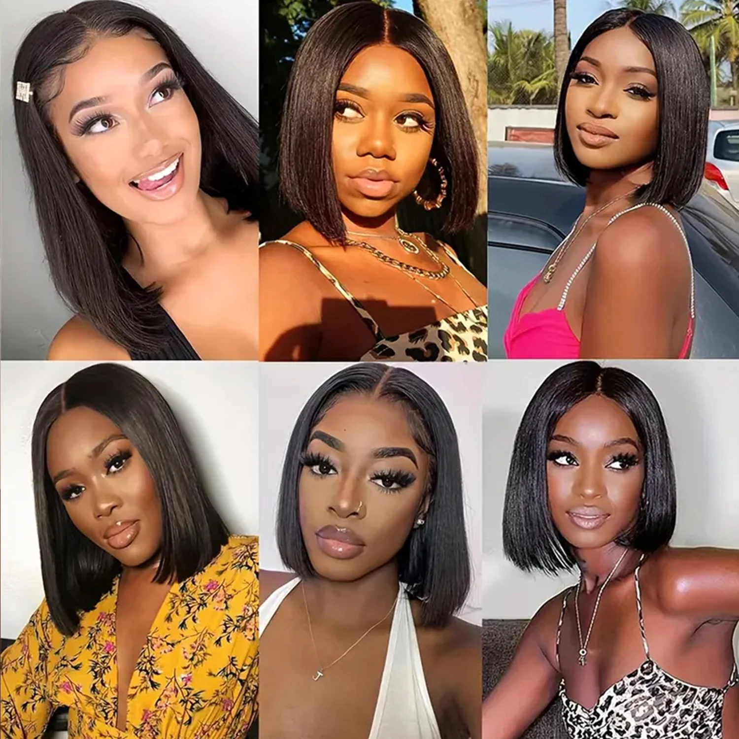 Glueless Wig Short Bob Human Hair Wigs Clip in V Part Wig Human Hair Extensions No Leave Out Wigs For Women Natural Black Color thumbnail 5
