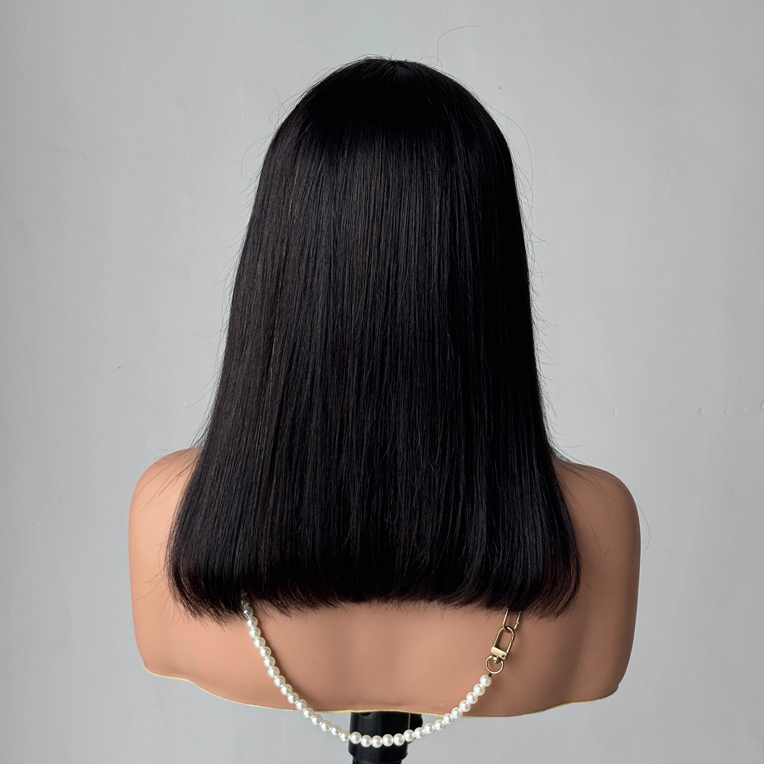 Glueless Wig Short Bob Human Hair Wigs Clip in V Part Wig Human Hair Extensions No Leave Out Wigs For Women Natural Black Color thumbnail 4
