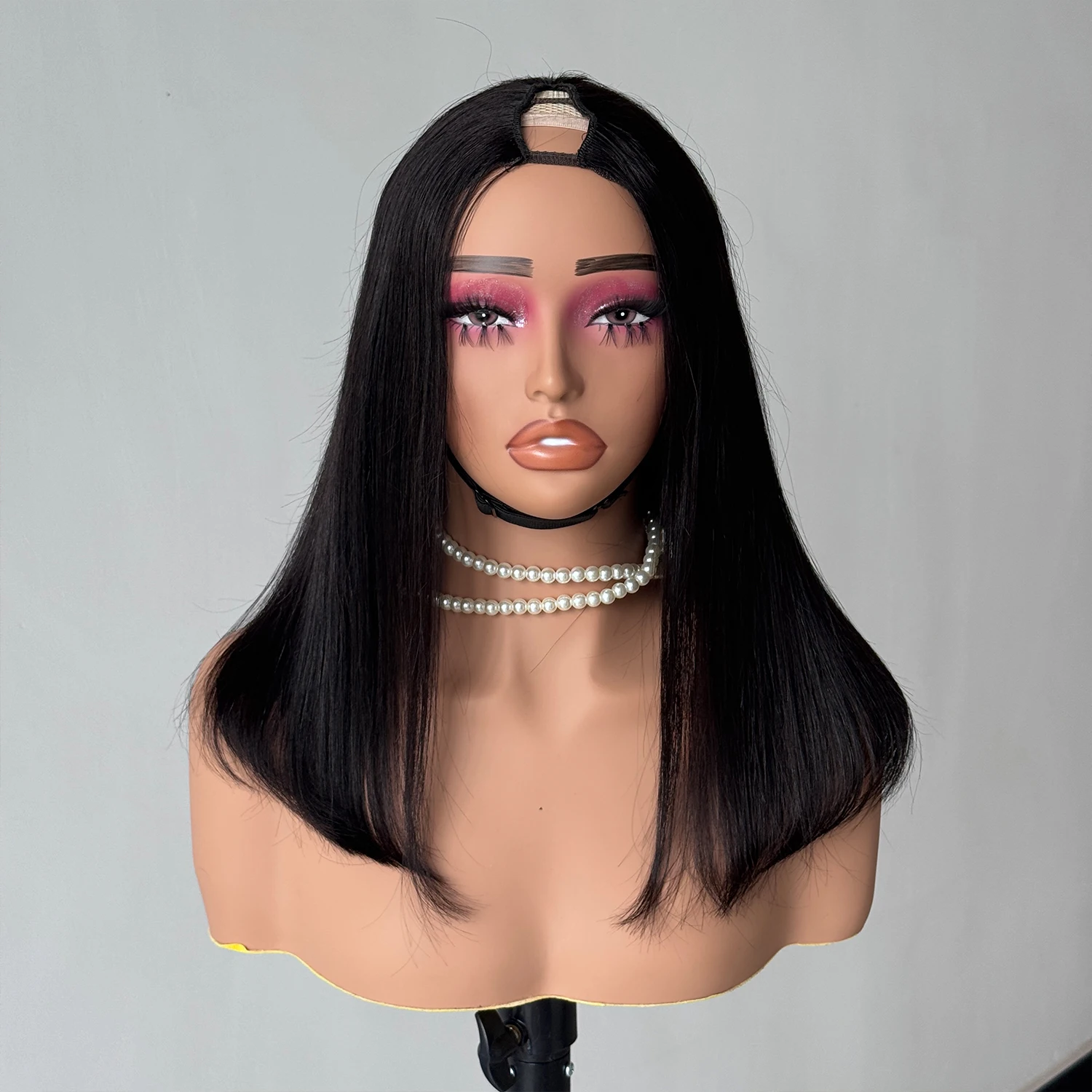 Glueless Wig Short Bob Human Hair Wigs Clip in V Part Wig Human Hair Extensions No Leave Out Wigs For Women Natural Black Color thumbnail 3