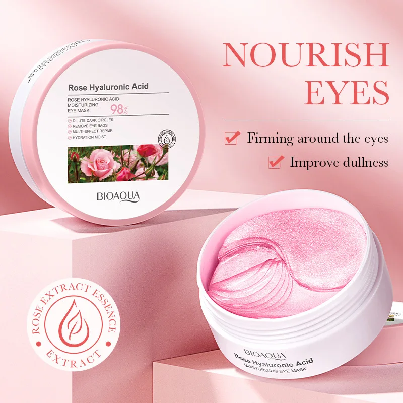 60pcs BIOAQUA Rose Hyaluronic Acid Eye Mask Anti Dark Circles Eye Bags Moisturizing Anti-Aging Eye Patches Skin Care Products thumbnail 3