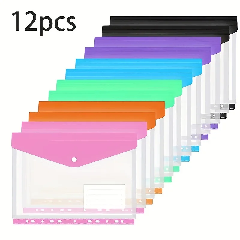 12 Pack A4 Expanding File Folders 11 Ring Binder Pockets Heavy Duty PP Plastic uses for school office document organizer thumbnail 6