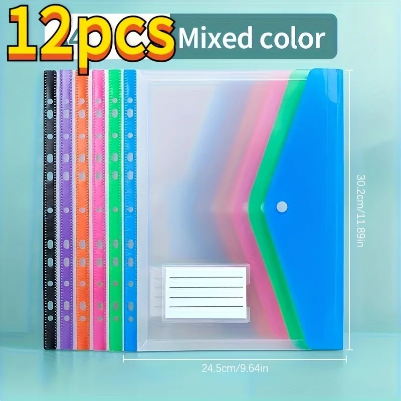 12 Pack A4 Expanding File Folders 11 Ring Binder Pockets Heavy Duty PP Plastic uses for school office document organizer thumbnail 2